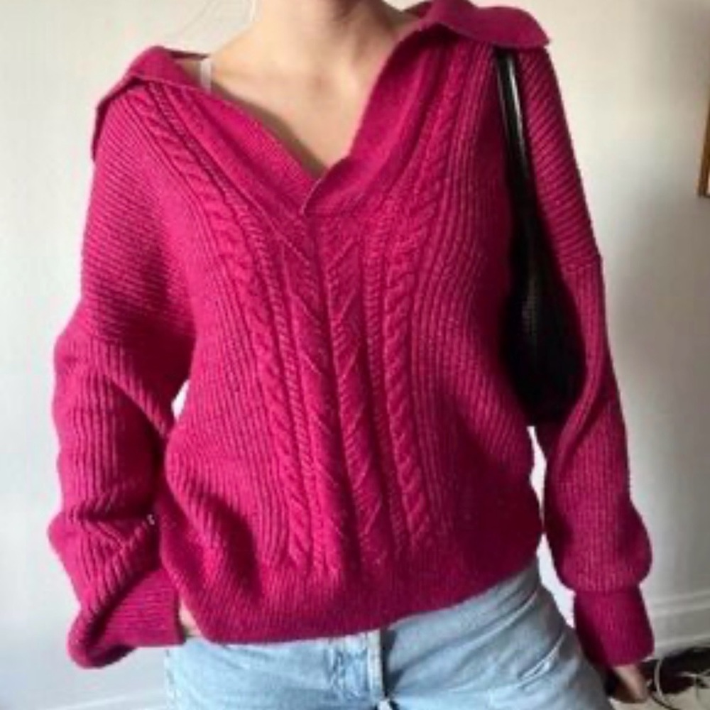 Rachel Zoe Women's Pink Cable Knit Sweater